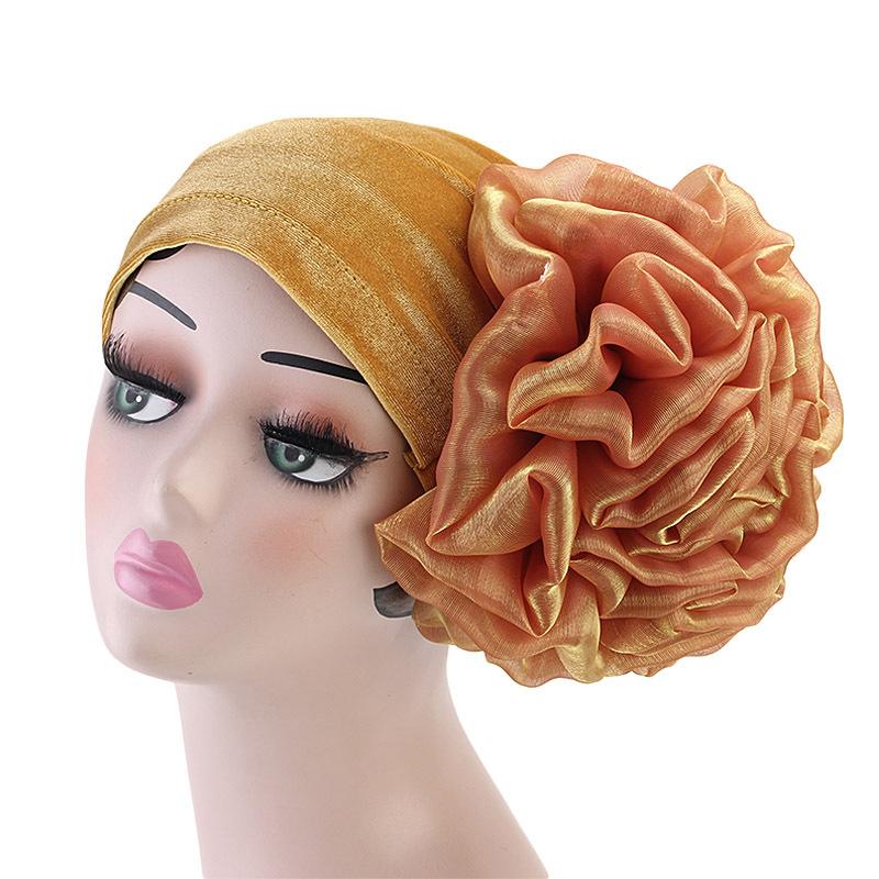 Модная женская большая цветочная хиджаб-шапочка мусульманский эластичный платок на голову исламский головной убор тюрбан шапочки женские аксессуары для волос шапочка для химиотерапии