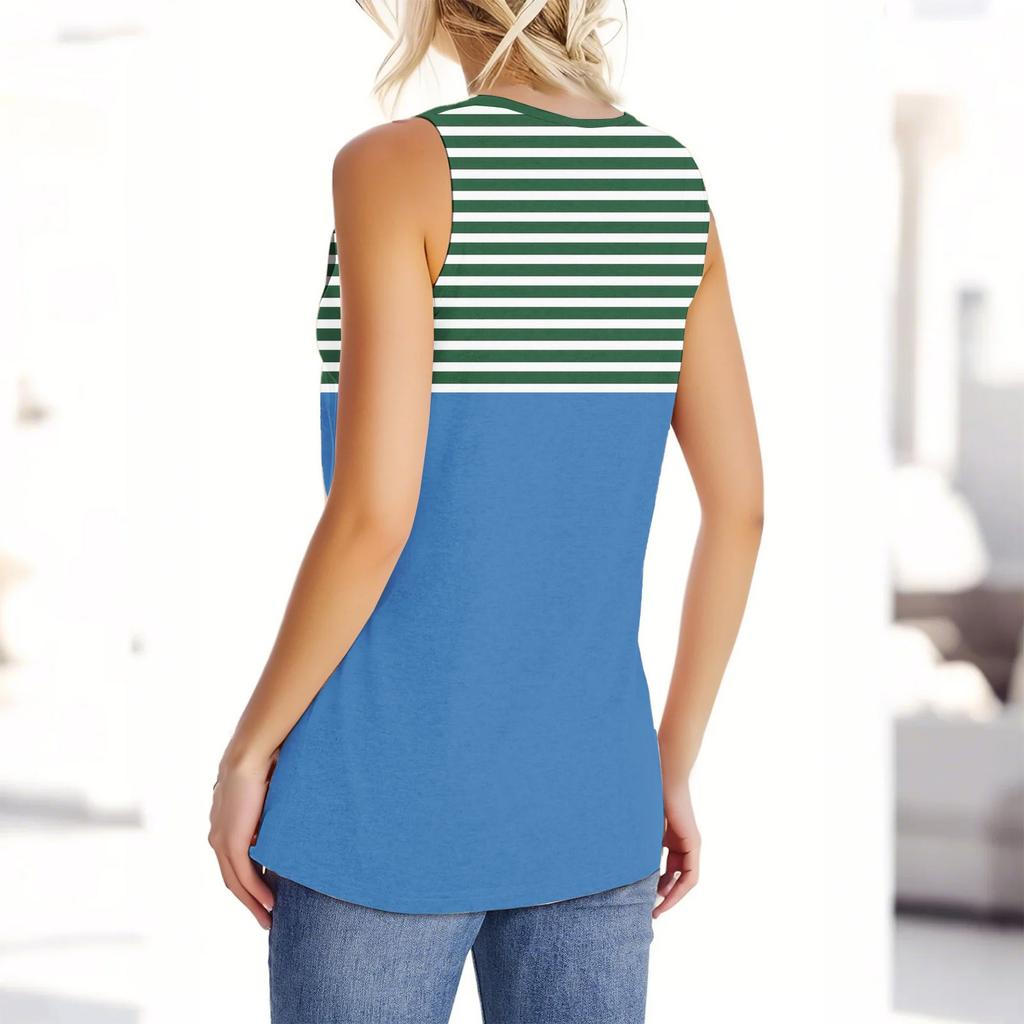 Women's Fashion Casual Daily Versatile Striped Texture Slim Fit Summer Vest Top