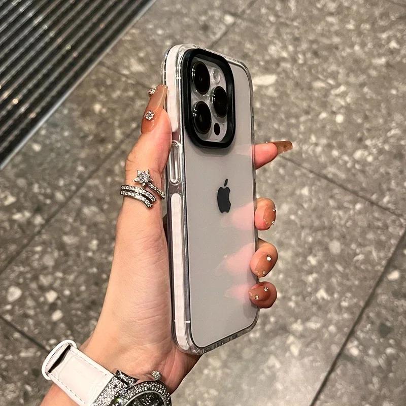 Роскошный прозрачный чехол-бампер с воздушной подушкой для iPhone 17 16 15 Pro Max 14 16 Plus 13 12 11 Контрастный бампер Ударопрочный ТПУ чехол
