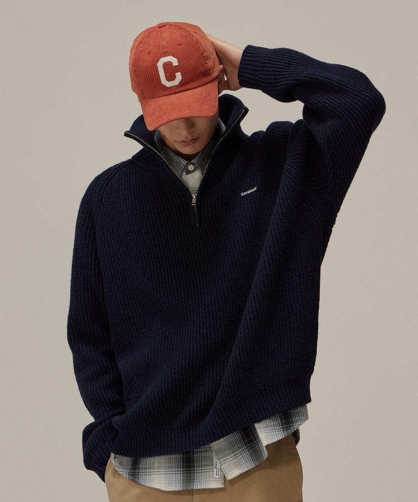 COVERNAT Authentic Wappen Half Zip Knit Dark Navy