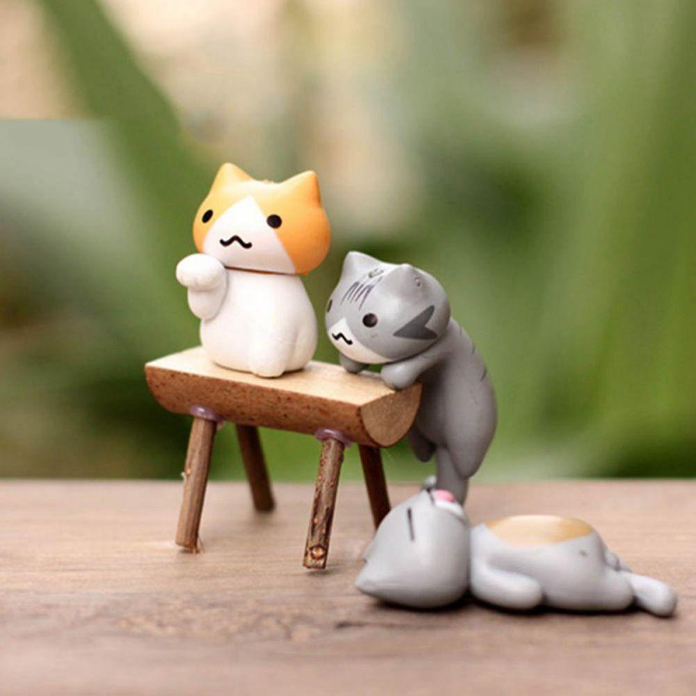 Decorations Random Color Home Figurines Micro Landscape for  Kitten Landscape Lazy Cats