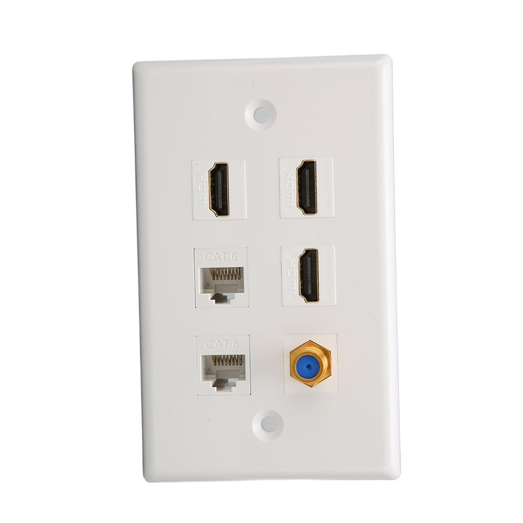 HD Multimedia Interface Wall Plate 6 Ports TV F Head CAT6 Network AV Wall Plate for Home