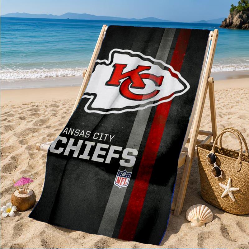 Kansas Chiefs Logo Beach Towel, Quick-drying, Easy to Care for, Suitable for Both Fitness and Beach Vacations,Sports Essential