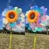 1 Set Outdoor Garden Decor Double Layered Sunflower Windmill Rotating Sunflower Wind Spinner Stake Standing Lawn Flower Pinwheel