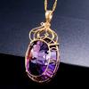 Cross-border Wish European and American Ladies Fashion Luxury Amethyst Pendant Necklace Amethyst Gemstone Necklace Jewelry Wholesale