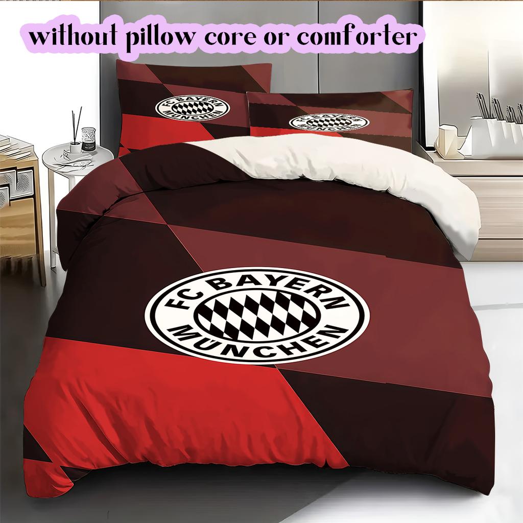 FC Bayern Munich Pattern Bedding Quilt Set Quilt Cover Pillowcase Home Decoration Birthday Gift (1 * duvet cover + 2 * pillowcase, without core)