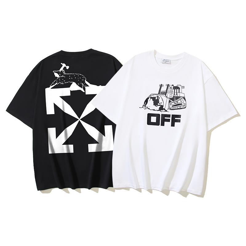 1171 Off-White 2026 Summer New Bulldozer OFF Arrow Printed Short Sleeved T-shirt for Men and Women