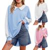 Womens Oversized  Crewneck Sweatshirts Long Sleeve Color Block Tee Shirts Casual Tops