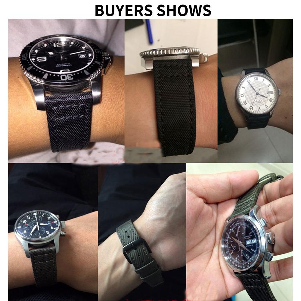 Ремешок для часов 20 мм, 21 мм, 22 мм, нейлоновый холст, ткань, ремешок для часов для IWC Pilot Spitfire, часовой пояс, ремешок для верхнего пистолета, зеленый, черный ремни, ремешки для наручных часов