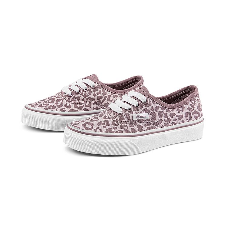 Vans Authentic Series Canvas Leopard Print Casual Low Top Kids Skate Shoes Kids Sneaker Pink Purple VN000WWX7V7