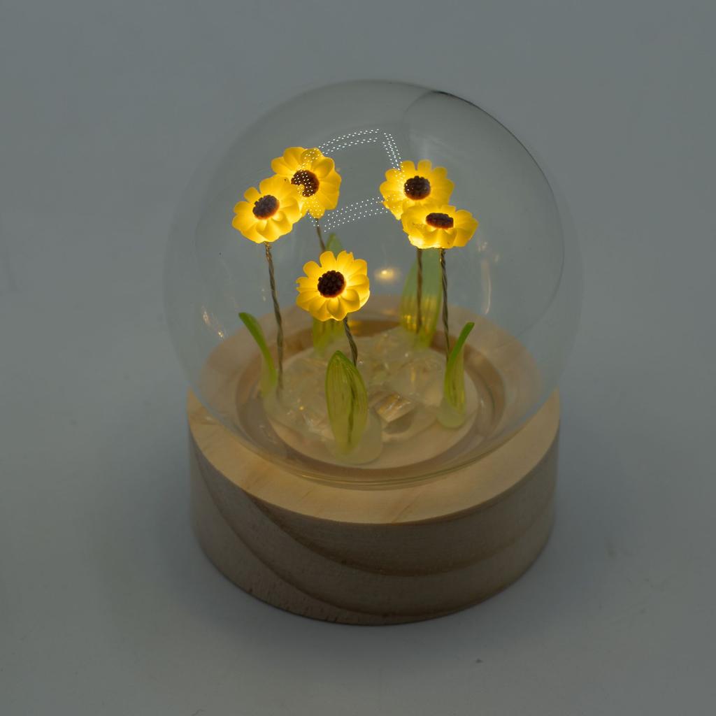 2x Floral Glow Garden Dome – 5 Sunflowers – LED Battery