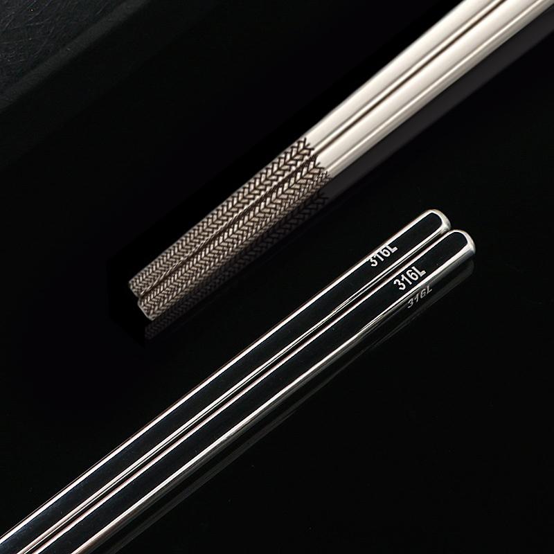 316Stainless Steel Non-Slip Chopsticks High-End Chinese Korean Household Dining Chopsticks Reusable Japanese Sushi Chopsticks