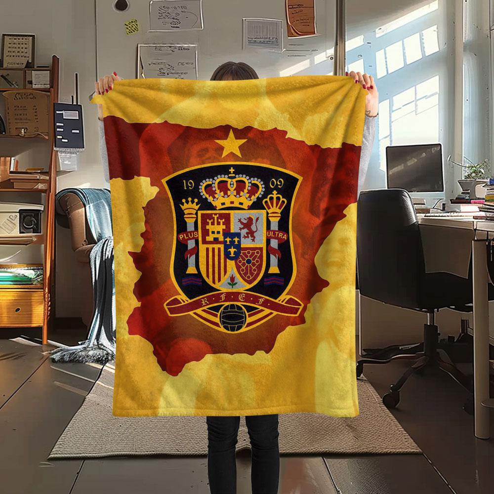 1PC Spain National Football Team Patterned Flannel Blanket Suitable For All Seasons for Home Decor Warmth and Comfort Gifts Holiday Present