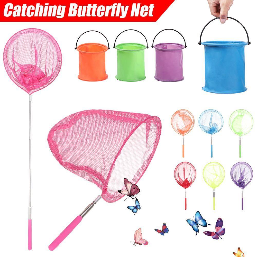 Stainless Steel Rod Catch Tadpole Fish Bucket Bug Catching Net Butterfly Dragonfly Net Insect Cage