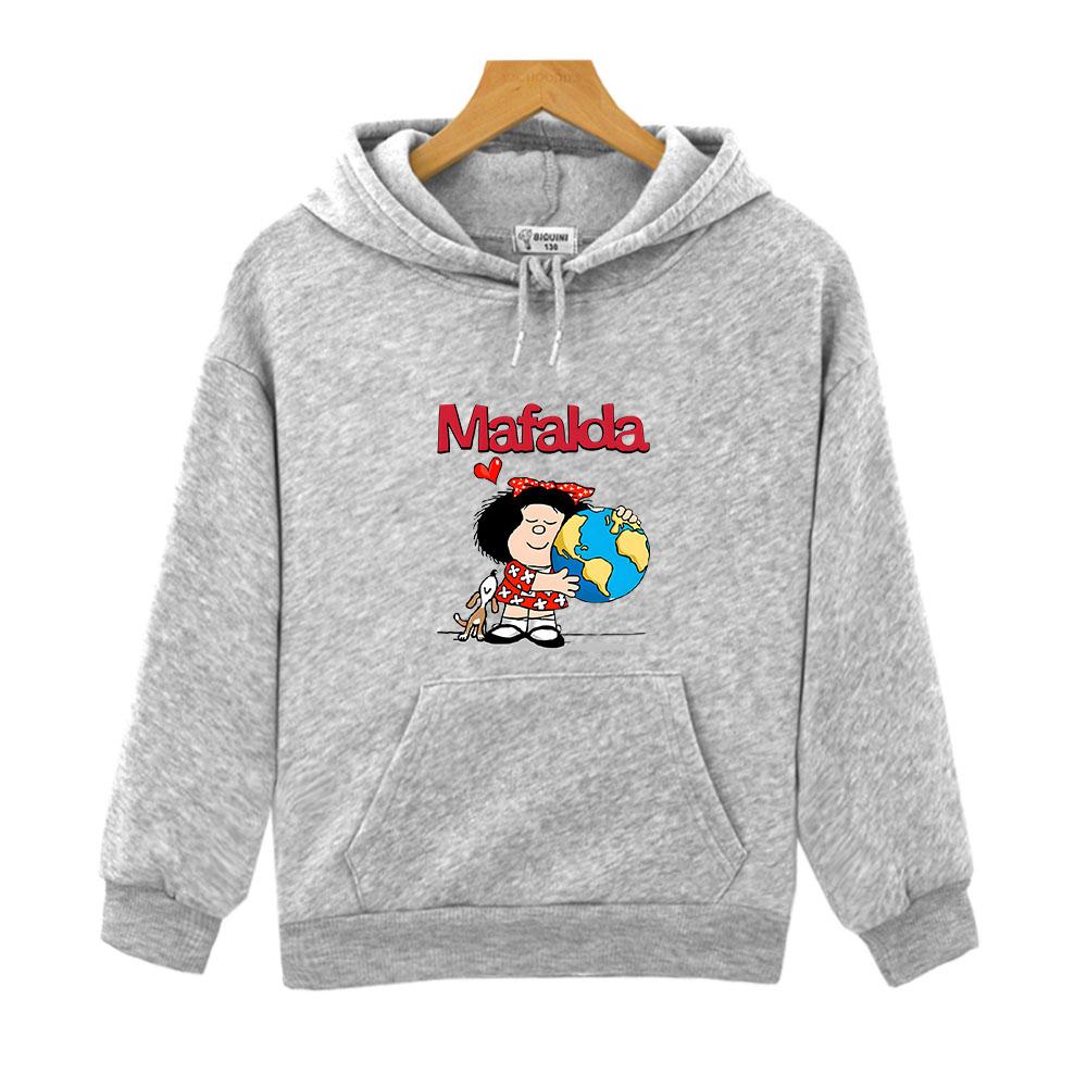 Kids Mafalda Hoodies for Teen Kawaii Graphic Anime Sweatshirts Girls Boy Clothes Children's Clothing Hoody Long Sleeve Tops