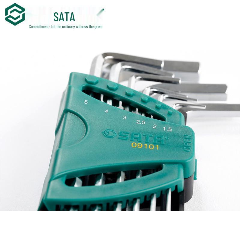 SATA Набор из 9 удлиненных метрических шестигранных ключей, с шаровым наконечником, нержавеющая сталь, плоская головка