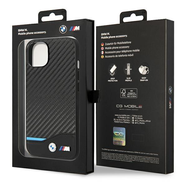 Etui do iPhone 14 Plus BMW Skórzane Carbonowe Czarny