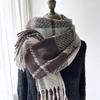 Scarf For Women, Thick And Atmospheric, Warm Scarf, White In Autumn And Winter, Student Imitation Cashmere Plaid Tassel Shawl