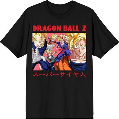 Черная мужская футболка с групповым артом Супер Сайянов из Dragon Ball Z