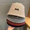 Japanese Ins Simple Letters Woolen Retro Bucket Hat Autumn and Winter Women Fashion Versatile Solid Color Fisherman Hat