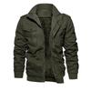 Men's Military-Style Washed Cotton Jacket with Velvet Lining