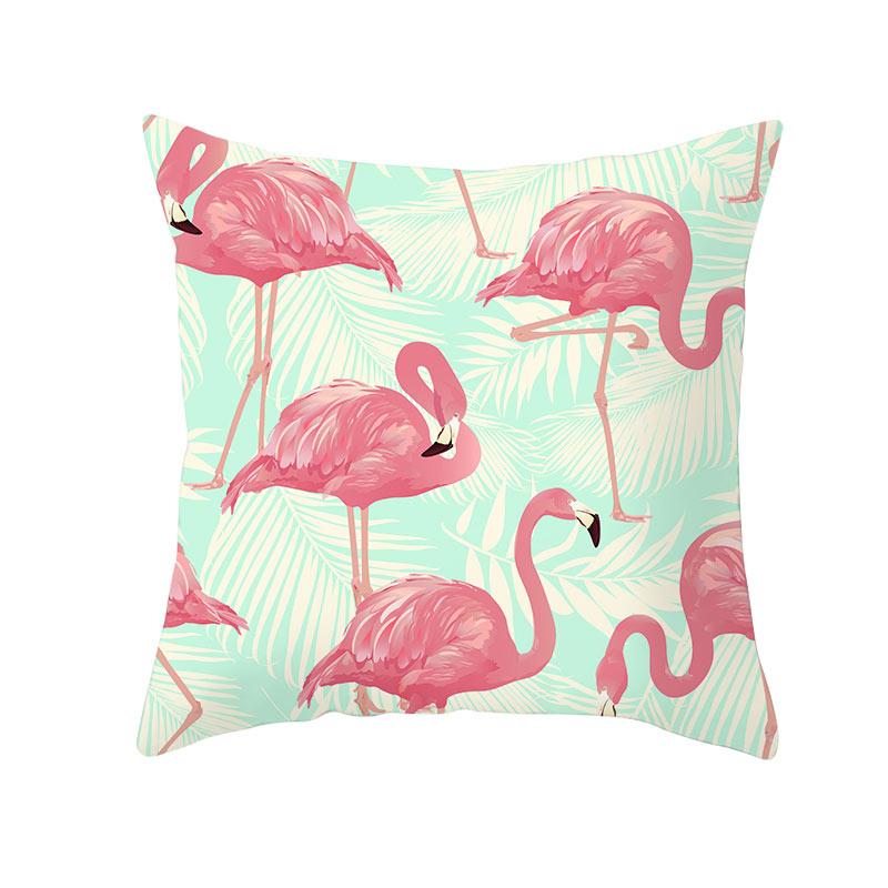 Summer Tropical Plant Flamingo Decorative Pillowcase Green Leaf Pillowcase Flamingo Pillowcase