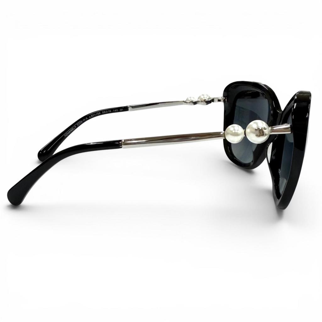 Very Good CHANEL sunglasses COCO Mark Eco Pearl Square Shape black 5339-H-A Used
