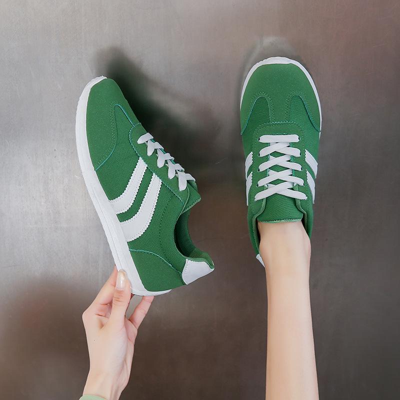 Весна/Лето 2025 Женские парусиновые кеды «Форрест Гамп» - Зеленые, Низкие, Круглый носок, Доступны большие размеры