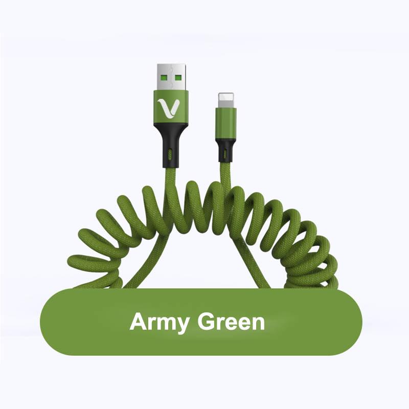5A Micro USB Type C Кабель для быстрой зарядки 1,5 м Пружинный кабель для передачи данных для iPhone Зарядное устройство для Samsung Xiaomi Huawei