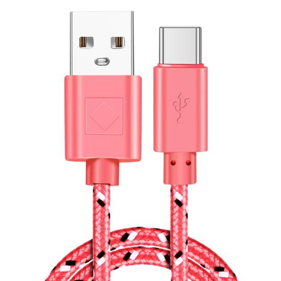 1М/2М Быстрый плетеный кабель Type-C USB для зарядки и передачи данных, многоцветный
