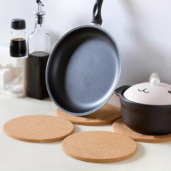 2Pcs Cork Trivet Set Heat Resistant Thick Cork Coasters for Hot Dishes Versatile Round Cork Placemats for Kitchen Table