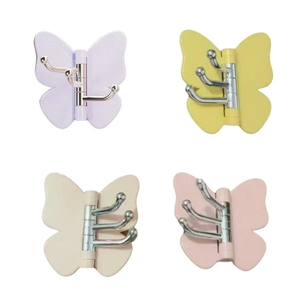 4PCS Plastic Rotating Butterfly Wall Hooks Wall Mounted Butterfly Storage Hanger Bedroom