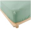 Drap Housse - Double Gaze De Coton - 160 X 200 Cm - Vert Sauge - 30 Cm De Bonnet