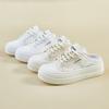 Summer White Shoes New Style of Female Students' Mesh Breathable Height-enhancing Half-plate Shoes Casual