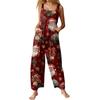 Womens Casual Overalls Jumpsuits Adjustable Straps Sleeveless Print Comfy Rompers With Pocket