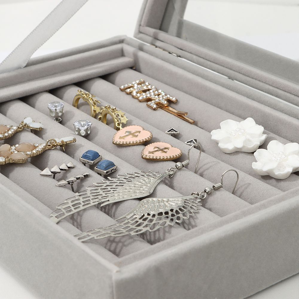 Прочный держатель для сережек, подставка для колец, коробка для хранения, бархатная шкатулка для колец, органайзер для ювелирных изделий