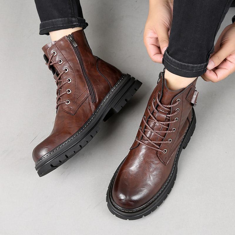 Мужские ботильоны в британском стиле, удобные кожаные мужские зимние ботинки для снега, ретро-ботинки с боковой молнией, модные мужские ботинки «Челси»