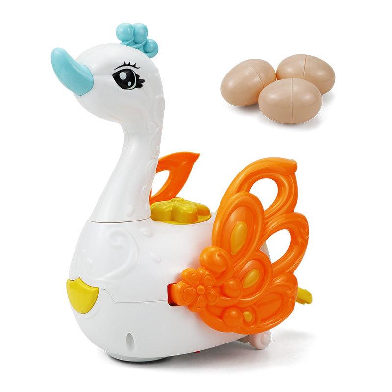 Игрушка Игровой домик Маленький лебедь, несущий яйца, Электрическая универсальная ходьба, Веселая электрическая детская музыкальная развивающая игрушка