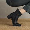 Мода 2025 Новые Осенние Женские Ботинки Натуральная Кожа Модные Челси для Женщин Квадратный Носок Короткие Ботинки Высокие Каблуки Женская Обувь