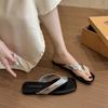 Fashion Flat-bottomed Flip-flops Slippers Women's Outer Wear Summer Seaside Silver Sandals Beach Shoes Niche Sandals