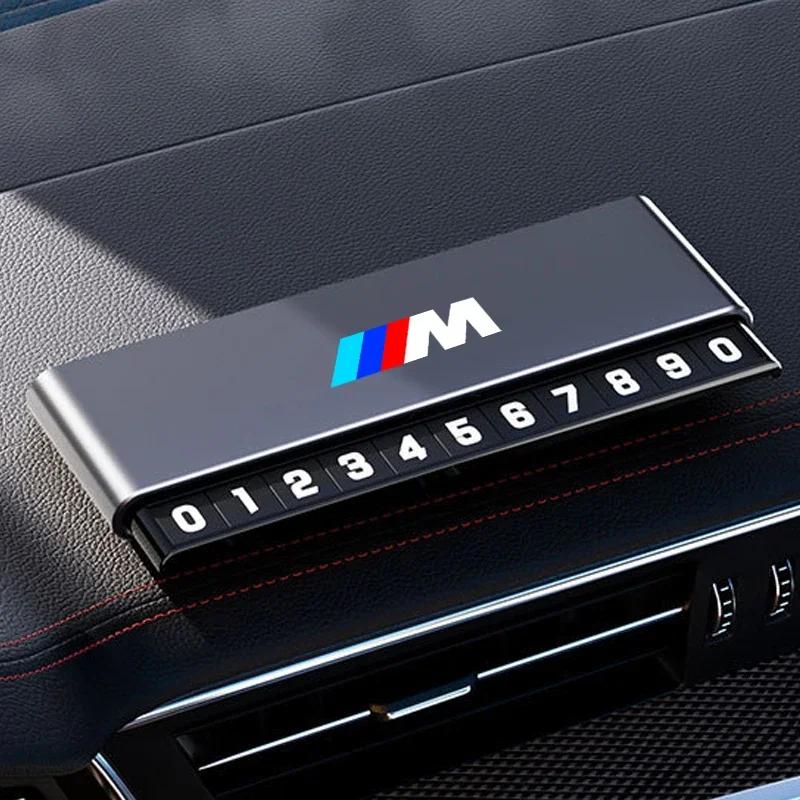 BAGG9 Car Sticker Aluminium Alloy Car Temporary Parking Card Phone Number Plate For BMW M Emblem M3 M5 X1 E46 E36 E34 F10 E90 F30 E60