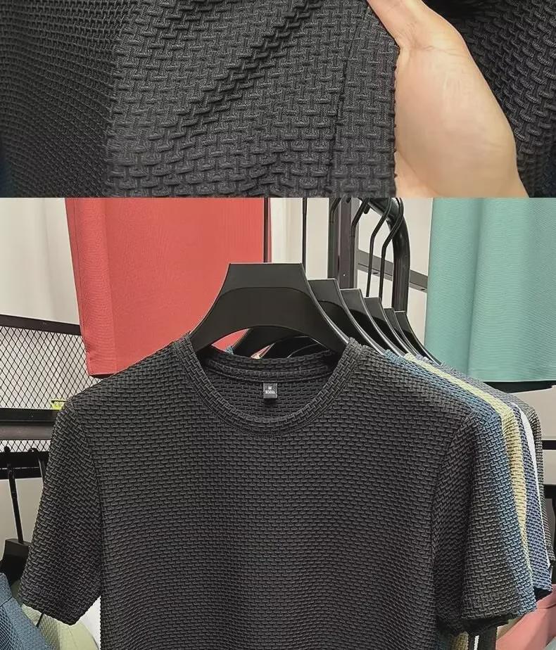 Футболка мужская Bamboo Ice Silk Mesh - однотонная, с короткими рукавами, удобная, стильная, повседневная, универсальная, тонкая, модный летний топ