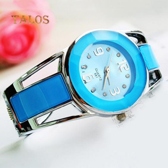 Women's Fashion Open Metal Band Quartz Analog Round Dial Bracelet Wrist Watch Trinket
