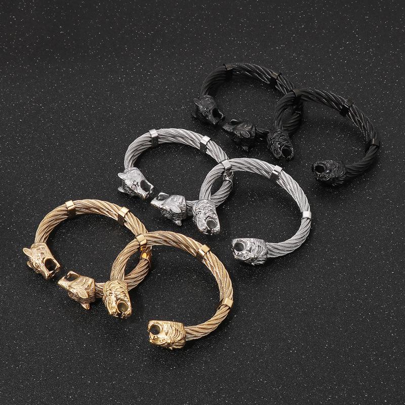 Новый браслет Wie Ya Line в стиле панк, европейская и американская личность, властная голова льва, голова волка, мужской браслет из титановой стали