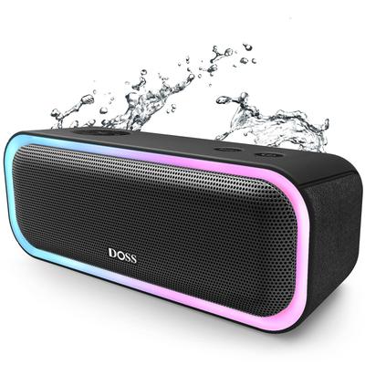 DOSS SoundBox Pro Bluetooth Улучшенный с 20 часами работы, IPX6, Беспроводная карта, Подходит для ванных комнат и наружных дверей, Динамик, 20 Вт, Басы,