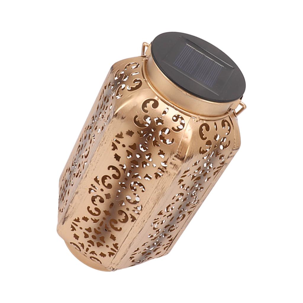 Светодиодный солнечный фонарь, водонепроницаемые подвесные металлические лампы, небольшой шестиугольный фонарь для газона, крыльца, заднего двора