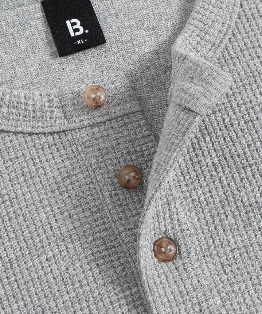 БРЕНСОН (вафельный) Свободная вафельная футболка-henley с длинным рукавом (4 цвета)