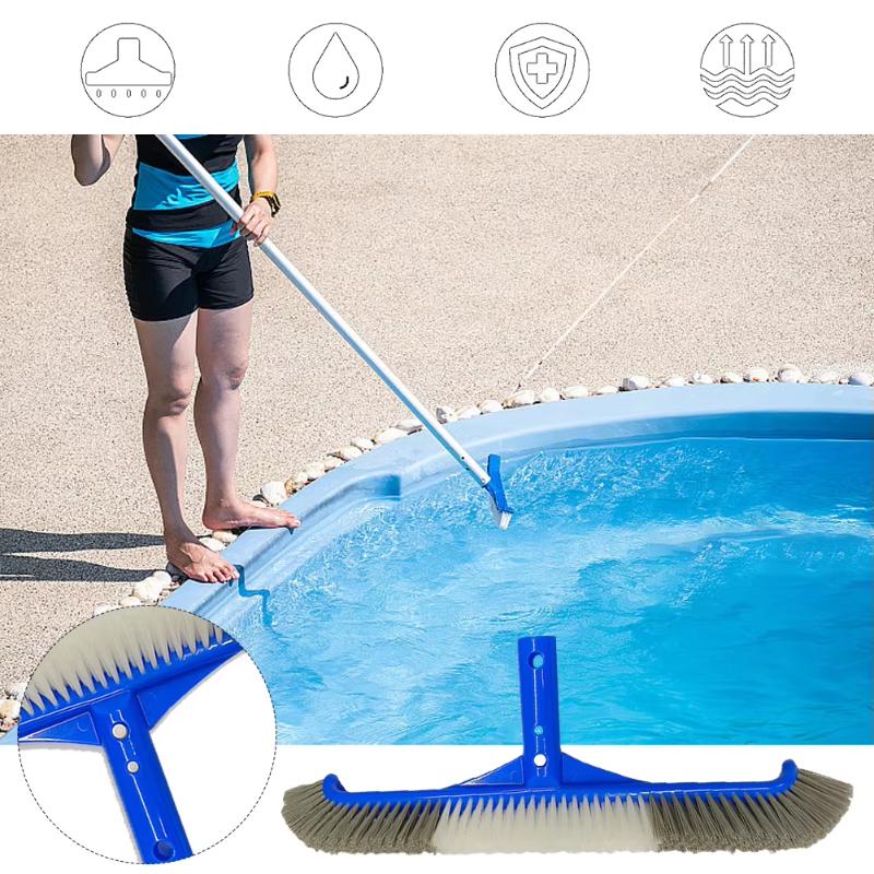 Heavy Duty Swimming Pool Brush Head with Stiff Durable Bristles Curved Design for Pool Wall Floor Step Cleaning Tool