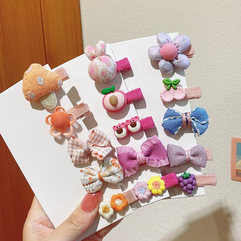 5 шт., детская заколка для волос, милый галстук-бабочка для маленьких девочек, зажим для ткани принцессы с цветком, труба, корейский головной убор, аксессуары для маленьких девочек