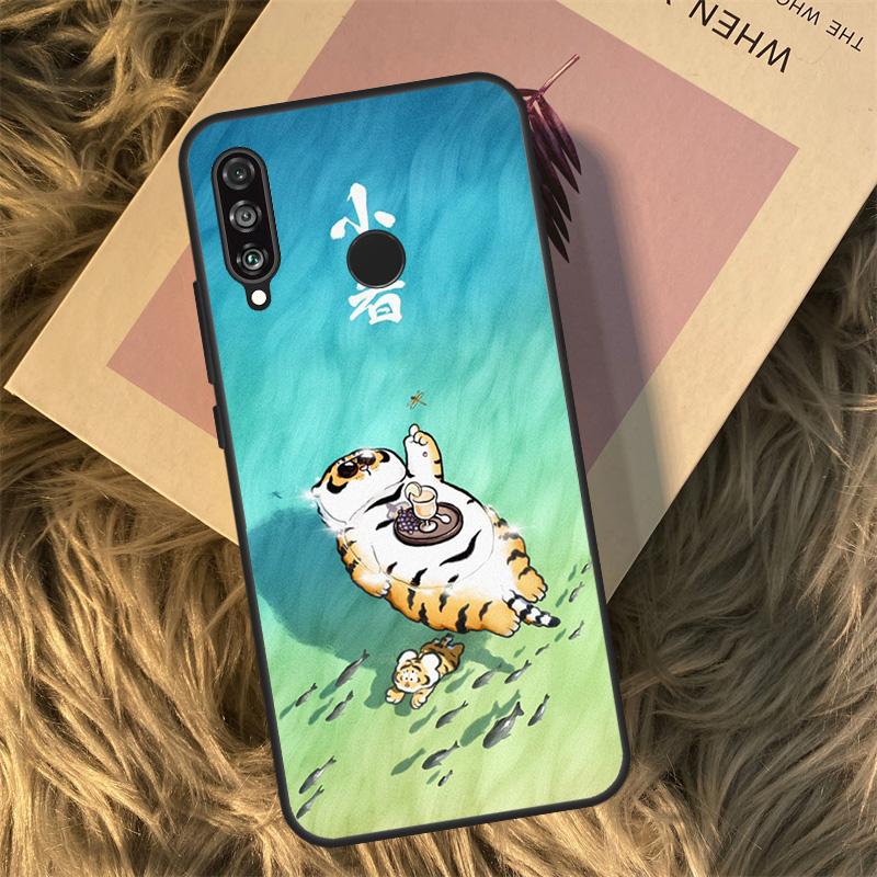 Cartoon Fat Tiger For Huawei Nova Y90 Y60 Y61 Y70 Y72 Y73 Y91 3i 7i 8i 11i 12i 9 10 SE P20 P30 P40 Lite Case